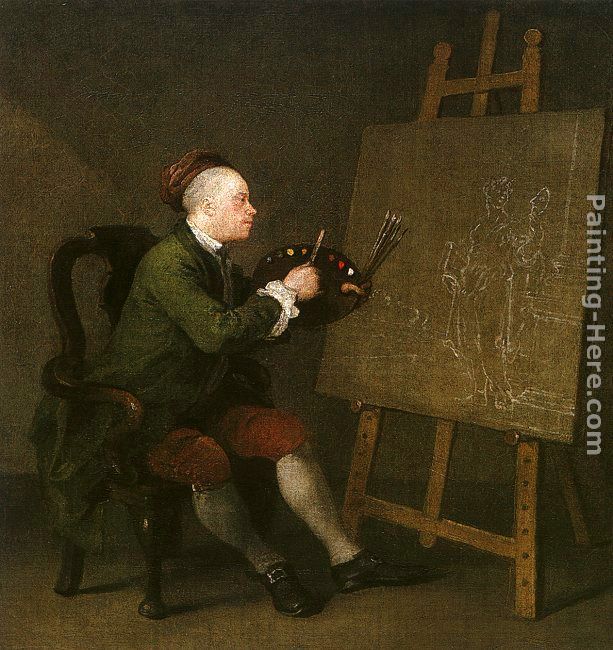 Self Portrait at the Easel painting - William Hogarth Self Portrait at the Easel art painting